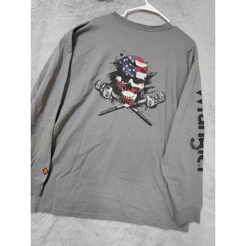 Wrangler fr Shirt Men 2XL Flame Resistant Long Sleeve Workwear Gray Skull Pirate